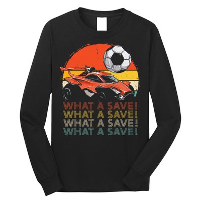 What A Save Vintage Retro Rocket Soccer Car Long Sleeve Shirt