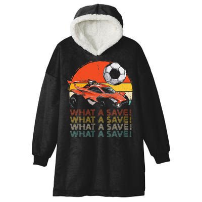 What A Save Vintage Retro Rocket Soccer Car Hooded Wearable Blanket