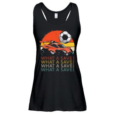 What A Save Vintage Retro Rocket Soccer Car Ladies Essential Flowy Tank