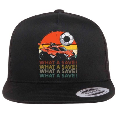 What A Save Vintage Retro Rocket Soccer Car Flatbill Hat