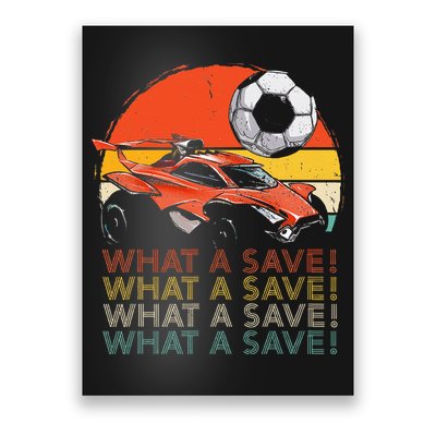What A Save Vintage Retro Rocket Soccer Car Poster