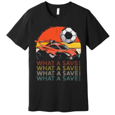 What A Save Vintage Retro Rocket Soccer Car Premium T-Shirt