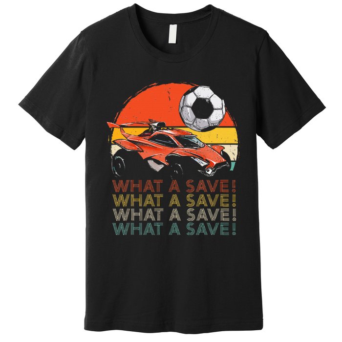 What A Save Vintage Retro Rocket Soccer Car Premium T-Shirt