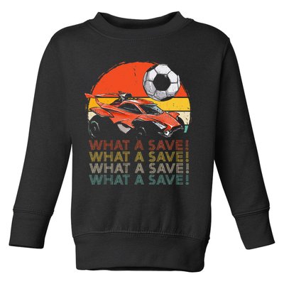 What A Save Vintage Retro Rocket Soccer Car Toddler Sweatshirt