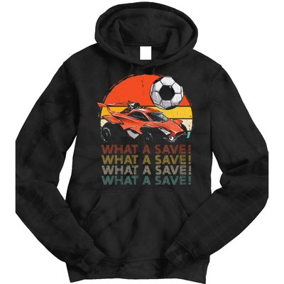 What A Save Vintage Retro Rocket Soccer Car Tie Dye Hoodie
