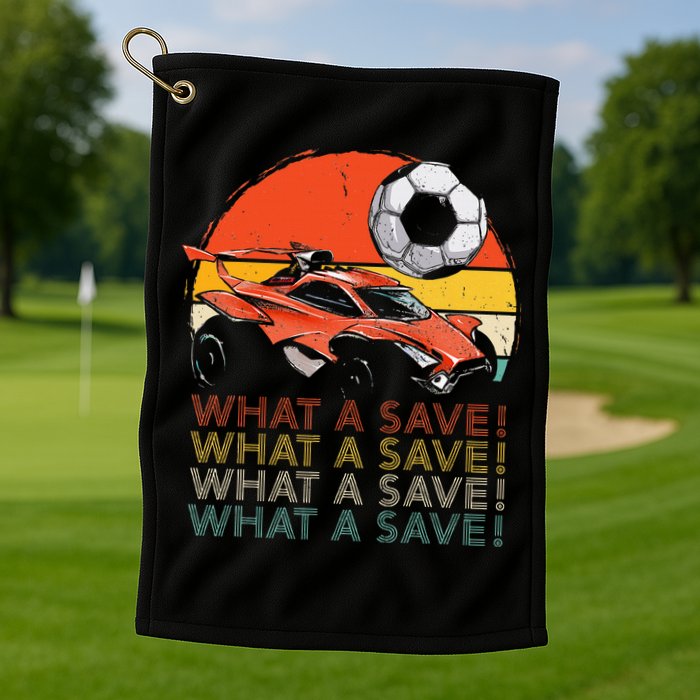 What A Save Vintage Retro Rocket Soccer Car Golf Towel