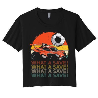 What A Save Vintage Retro Rocket Soccer Car Crop Top