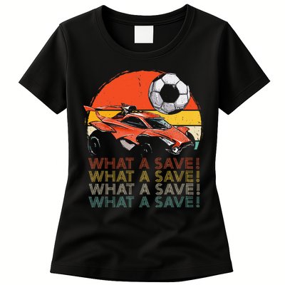 What A Save Vintage Retro Rocket Soccer Car Womens T-Shirt