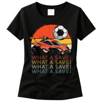 What A Save Vintage Retro Rocket Soccer Car Womens T-Shirt