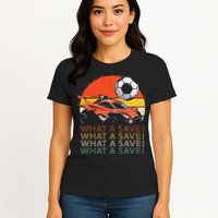 What A Save Vintage Retro Rocket Soccer Car Womens T-Shirt