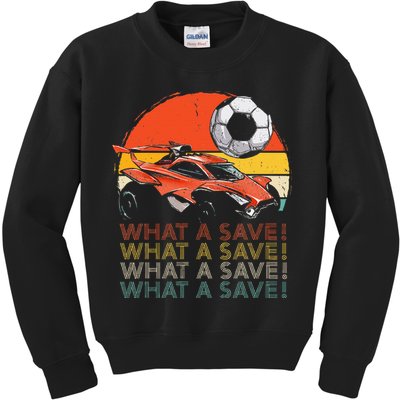 What A Save Vintage Retro Rocket Soccer Car Kids Sweatshirt