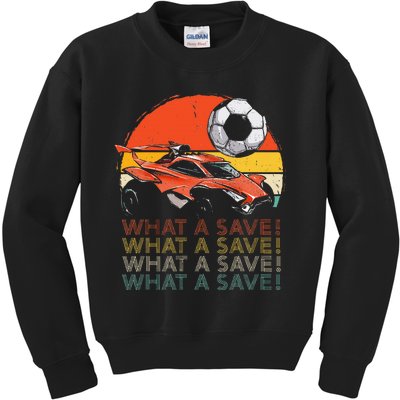 What A Save Vintage Retro Rocket Soccer Car Kids Sweatshirt