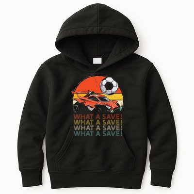 What A Save Vintage Retro Rocket Soccer Car Kids Hoodie
