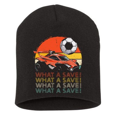 What A Save Vintage Retro Rocket Soccer Car Short Acrylic Beanie