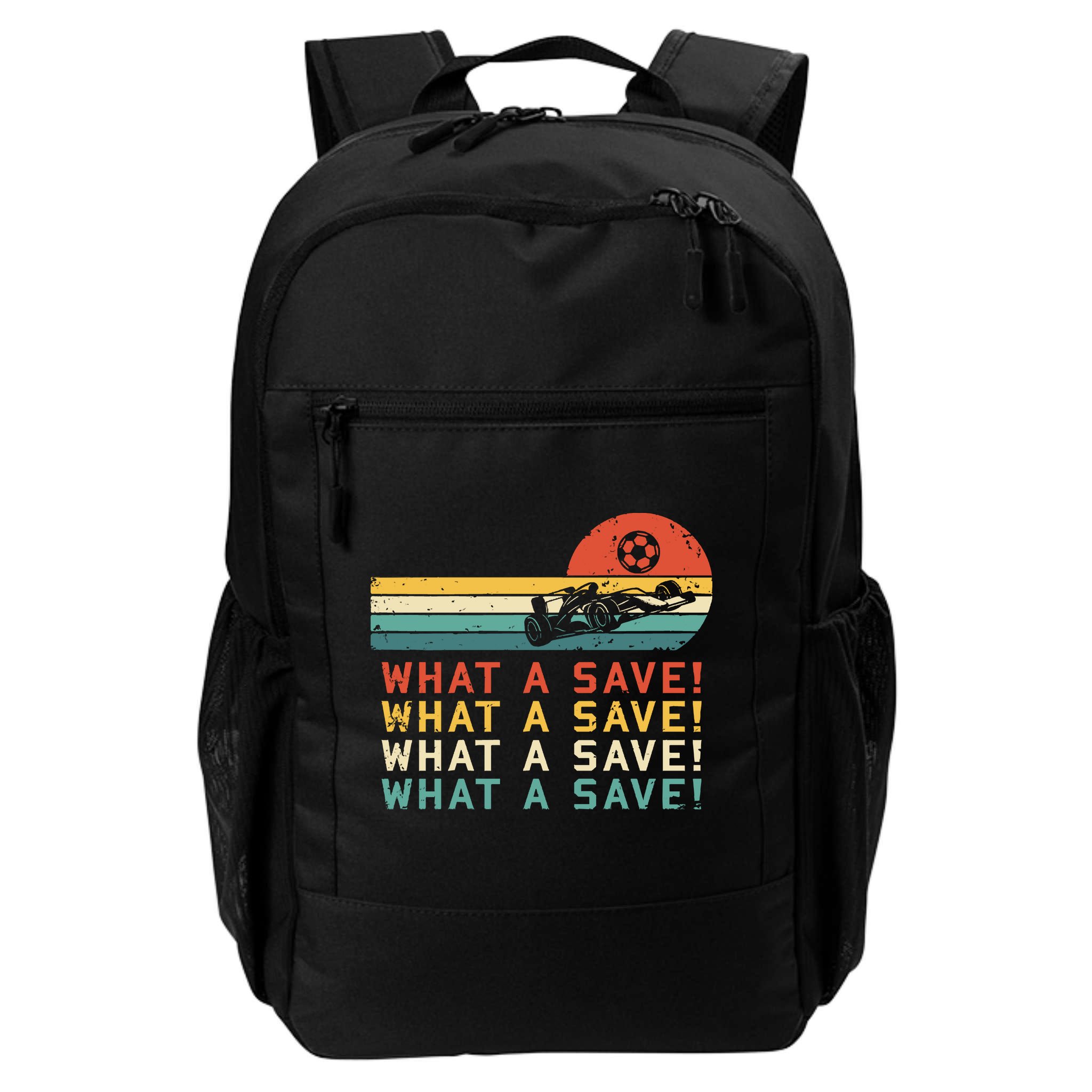 What A Save Vintage Retro Rocket Soccer Car League Backpack