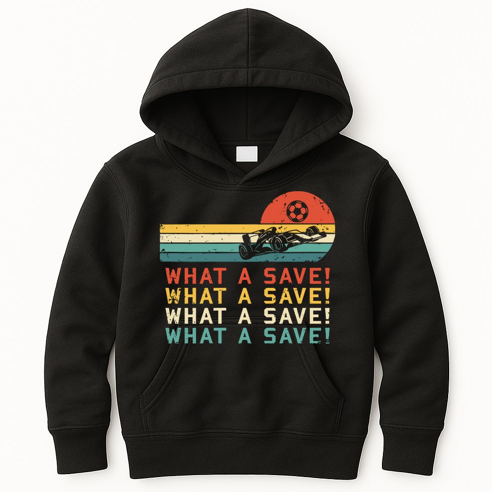 What A Save Vintage Retro Rocket Soccer Car League Kids Hoodie