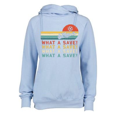 What A Save Vintage Retro Rocket Soccer Car League Womens Funnel Neck Pullover Hood