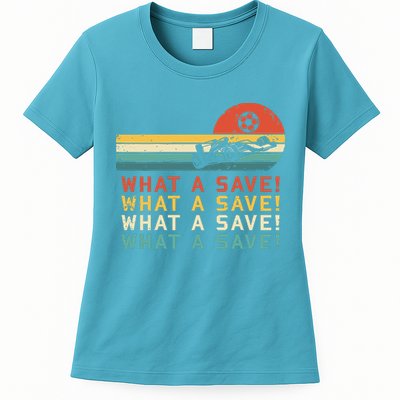 What A Save Vintage Retro Rocket Soccer Car League Womens T-Shirt