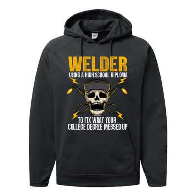 Welder Art Steel Welding Migtig Welder Performance Fleece Hoodie