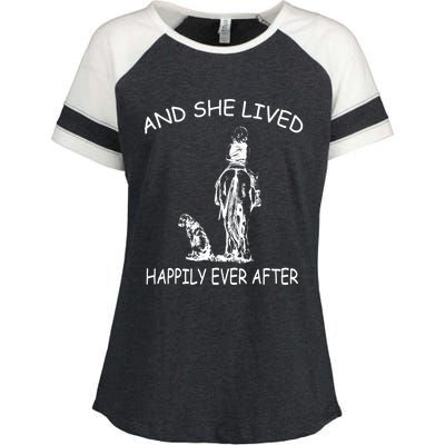 Wo's And She Lived Happily Ever After Funny Horse Dogs Gift Enza Ladies Jersey Colorblock Tee