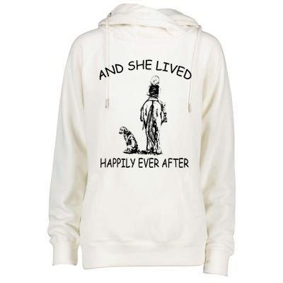 Wo's And She Lived Happily Ever After Funny Horse Dogs Gift Womens Funnel Neck Pullover Hood