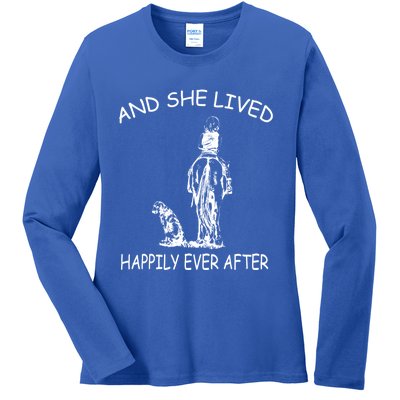 Wo's And She Lived Happily Ever After Funny Horse Dogs Gift Ladies Long Sleeve Shirt