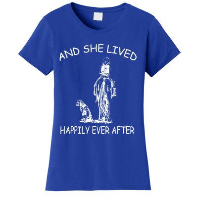 Wo's And She Lived Happily Ever After Funny Horse Dogs Gift Women's T-Shirt