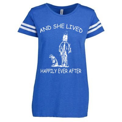 Wo's And She Lived Happily Ever After Funny Horse Dogs Gift Enza Ladies Jersey Football T-Shirt