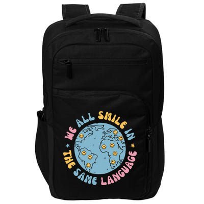 We All Smile In The Same Language Funny Esl Teacher Impact Tech Backpack