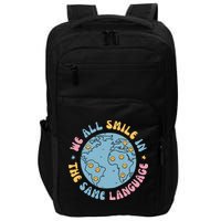 We All Smile In The Same Language Funny Esl Teacher Impact Tech Backpack