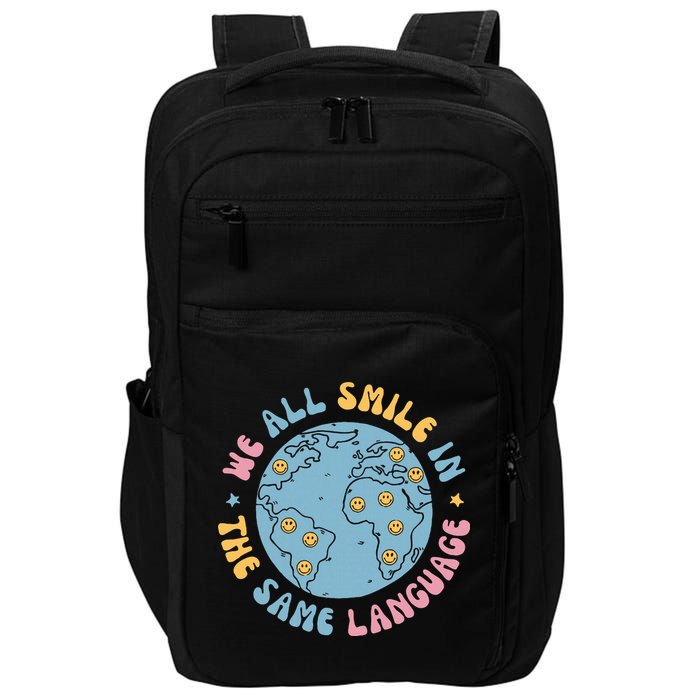 We All Smile In The Same Language Funny Esl Teacher Impact Tech Backpack