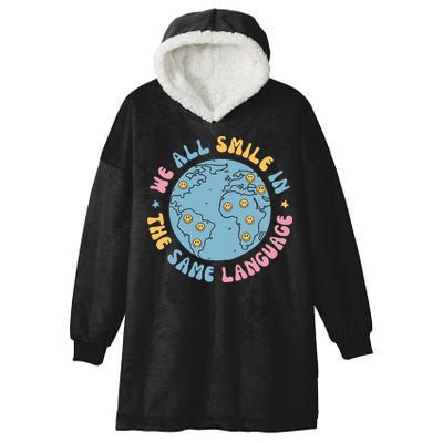 We All Smile In The Same Language Funny Esl Teacher Hooded Wearable Blanket