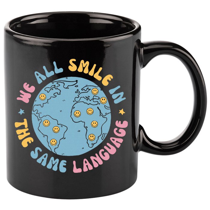 We All Smile In The Same Language Funny Esl Teacher 11oz C Handle Ceramic Mug