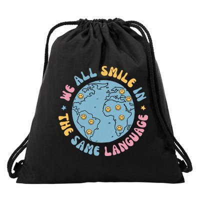 We All Smile In The Same Language Funny Esl Teacher Drawstring Bag