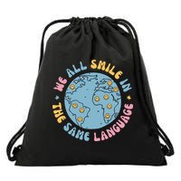 We All Smile In The Same Language Funny Esl Teacher Drawstring Bag