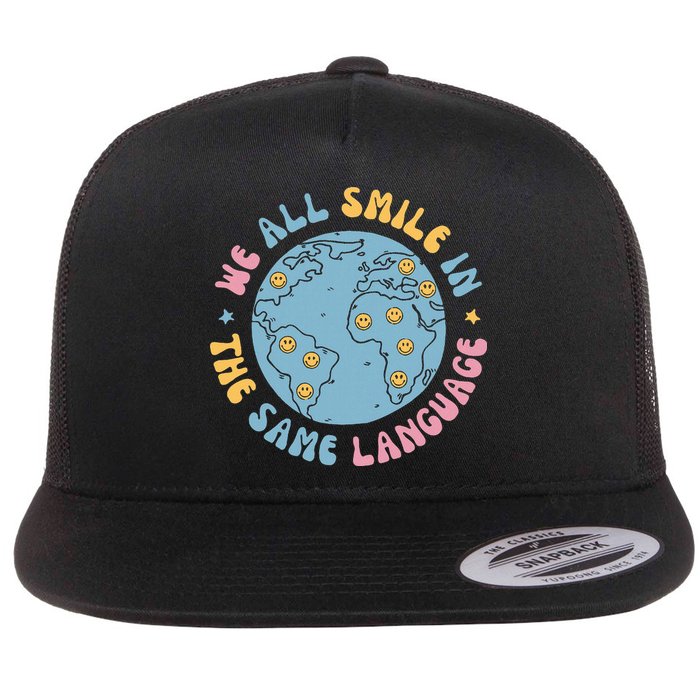 We All Smile In The Same Language Funny Esl Teacher Flatbill Hat