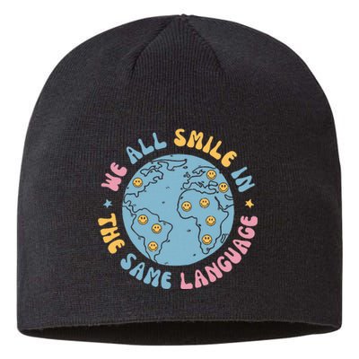 We All Smile In The Same Language Funny Esl Teacher Sustainable Beanie