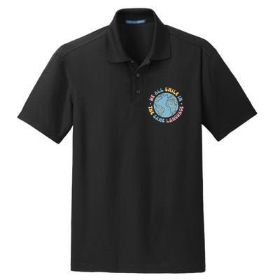 We All Smile In The Same Language Funny Esl Teacher Dry Zone Grid Polo