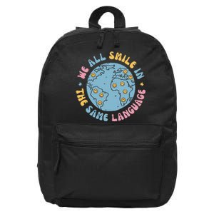 We All Smile In The Same Language Funny Esl Teacher 16 in Basic Backpack