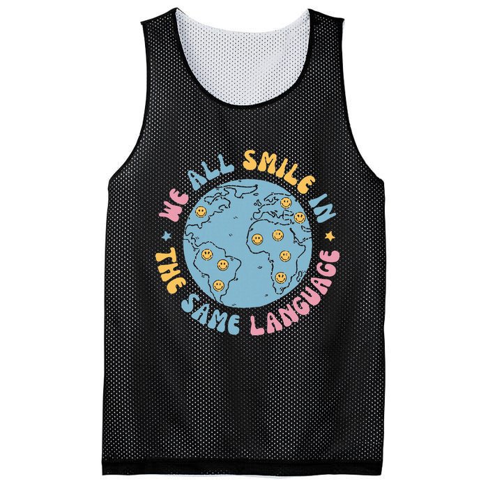 We All Smile In The Same Language Funny Esl Teacher Mesh Reversible Basketball Jersey Tank