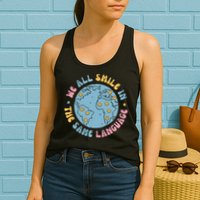 We All Smile In The Same Language Funny Esl Teacher Womens Tank Top