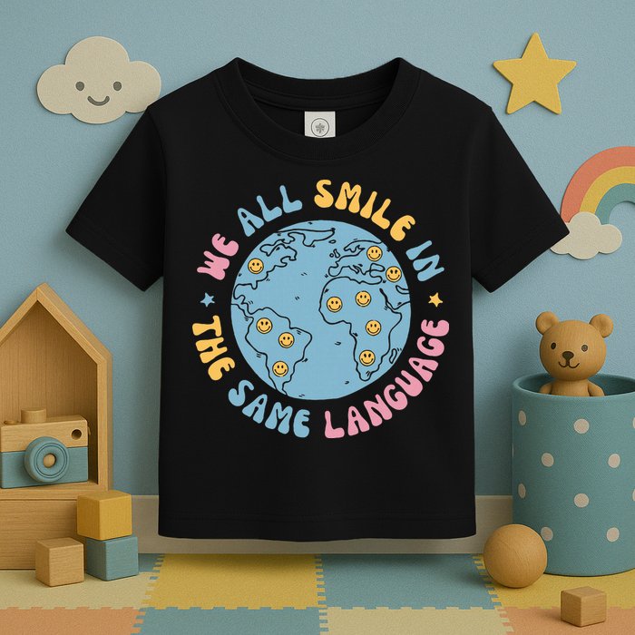 We All Smile In The Same Language Funny Esl Teacher Toddler T-Shirt