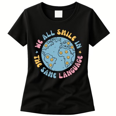 We All Smile In The Same Language Funny Esl Teacher Womens T-Shirt