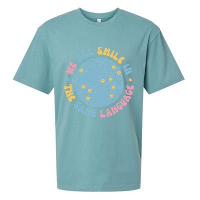 We All Smile In The Same Language Funny Esl Teacher Sueded Cloud Jersey T-Shirt