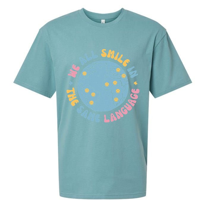 We All Smile In The Same Language Funny Esl Teacher Sueded Cloud Jersey T-Shirt