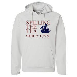 Womens AMERICA SPILLING TEA SINCE 1773 July 4 Boston Party Meme Performance Fleece Hoodie