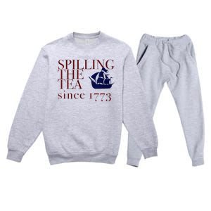 Womens AMERICA SPILLING TEA SINCE 1773 July 4 Boston Party Meme Premium Crewneck Sweatsuit Set