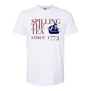 Womens AMERICA SPILLING TEA SINCE 1773 July 4 Boston Party Meme Softstyle CVC T-Shirt