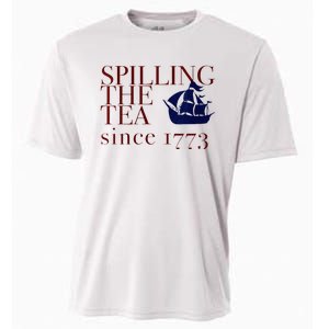 Womens AMERICA SPILLING TEA SINCE 1773 July 4 Boston Party Meme Cooling Performance Crew T-Shirt