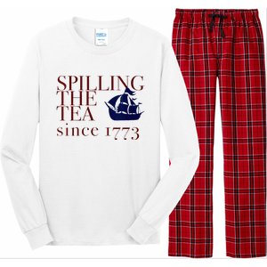 Womens AMERICA SPILLING TEA SINCE 1773 July 4 Boston Party Meme Long Sleeve Pajama Set